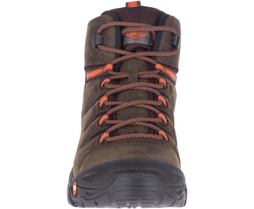 Botas Homem - Merrell Strongfield Couro 6\" Waterproof Slip-Resistant - Marrom - UBY947850